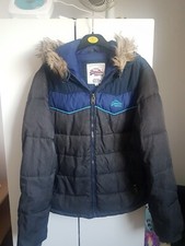 SUPERDRY Premium Grey Label Fur Hooded Parka Jacket Women Size M GS5HG037