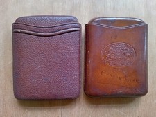 Rare Vintage Leather Cigar Case (Dieu Et Mon Droit Crest) & another cigar case