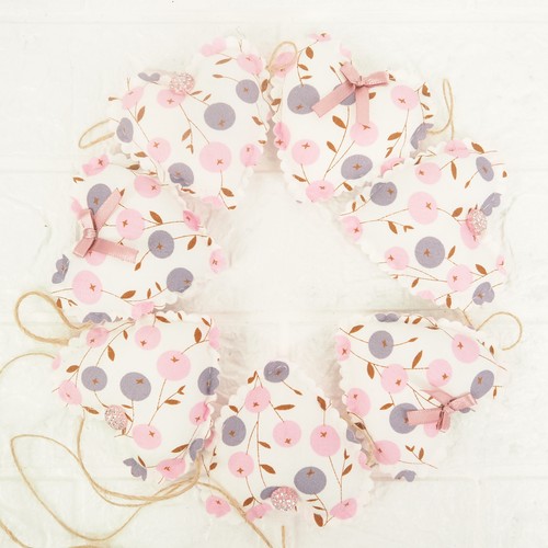 Pink cherry fabric - pink, heart