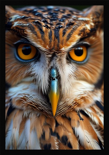 Intimate owl framed - owl, art