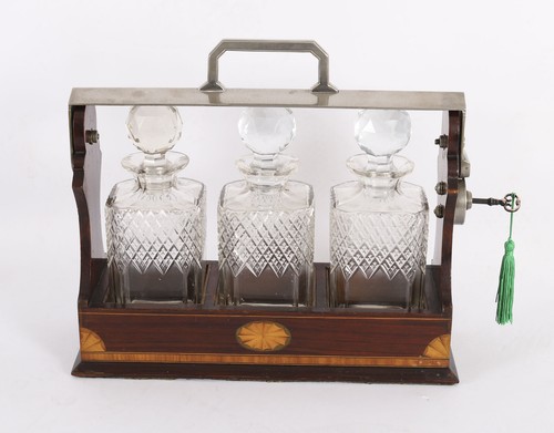 Antique inlaid walnut three - walnut,
