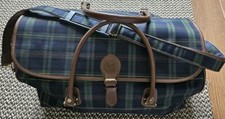 Vintage M&S, St Michael Green, Blue and Brown Check Canvas Large Travel Bag VGC
