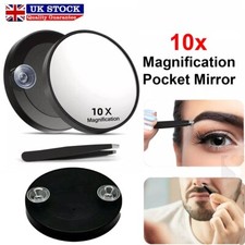 10x Magnifying Vanity Compact Suction Travel Mirror, Makeup , Eyebrow,  Shaving