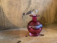Cranberry Colour Scent Bottle With Stopper/ Dabber Signed A Potter