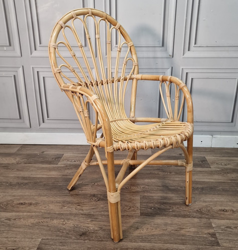 Vintage bamboo rattan armchair - vintage,