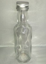 Round Bottles Glass Clear 50ml Spirit with Silver Alum Caps Wedding Favours