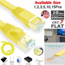 Gold Plated Cat7 RJ45 10Gbps Flat Ultra Thin Ethernet Network PC Patch Cable LOT
