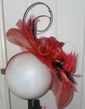 Red And Black Stunning Fascinator 