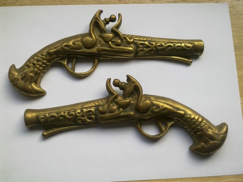 Pair vintage brass wall - pair,