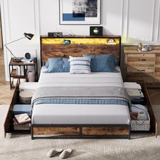 Double Bed Frame with LED