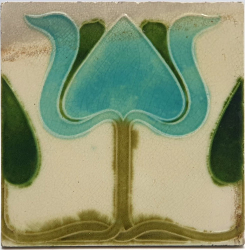 Antique fireplace tile moulded - antique,