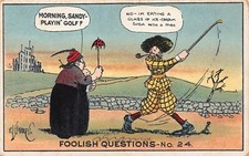 POSTCARD COMIC GOLF THEME