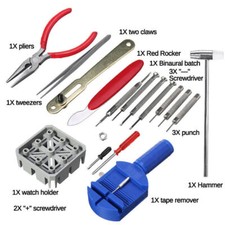 UK 16 pcs Watch Repair Tool Kit  Strap Link Remover Back Opener Band Screwdriver