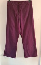 Ladies Cotton Traders Plum Purple Chino Style Wide Leg Trousers Size 22 Stretchy
