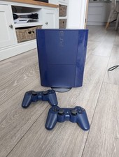 Sony PS3 500GB Super Slim Azurite Blue Console CECH-4003C with 2 Controllers