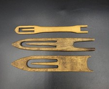 3 Vintage Wooden Netting Shuttles, Needles, Fishing Net Repair