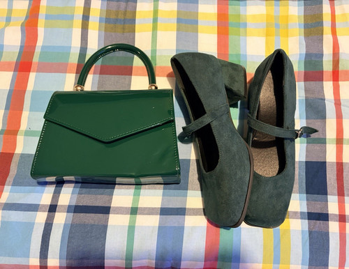 Green block heel - , suede