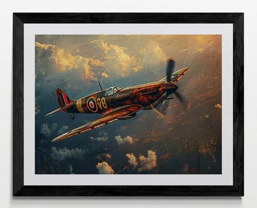 Spitfire style aircraft framed - aircraft,