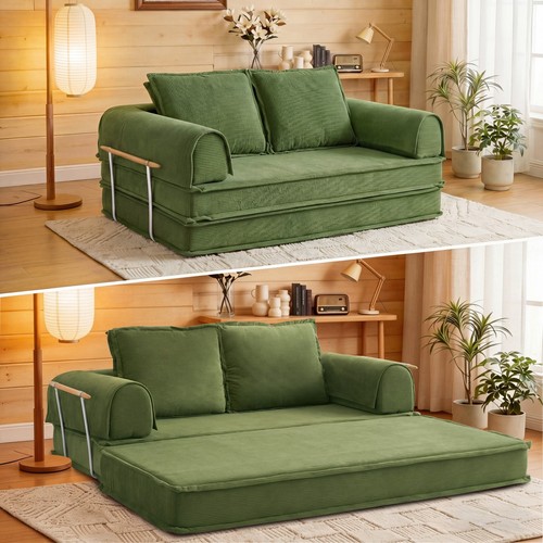 Double single fabric sofa - double/single, bed