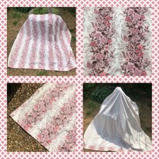 Pretty Pair Vintage Pink Floral Curtains Fabric Width 160cm Drop 135cm Unlined