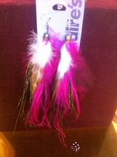 Earrings pink feather - earrings,