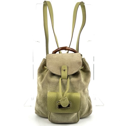Gucci suede bamboo backpack - gucci,