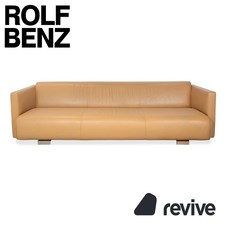 Rolf Benz 6300 Leather Three-Seater Brown Beige Sand Camel Sofa Couch