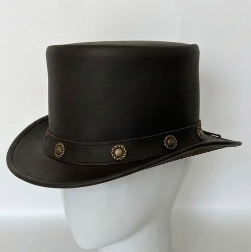 Handmade black leather top - handmade, hat