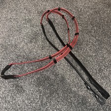 New Red Pony Rubber Grip Black Leather Continental Reins