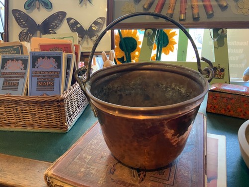 Vintage copper bucket planter - vintage,