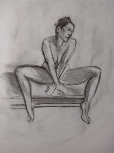 Nude woman life drawing - nude, woman,