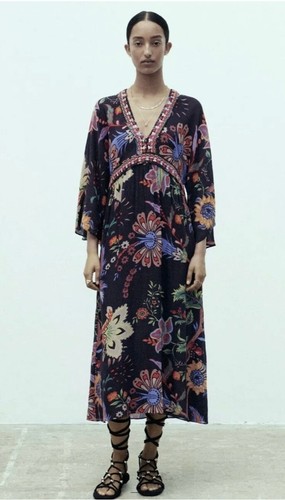 Zara printed midi dress small - midi,