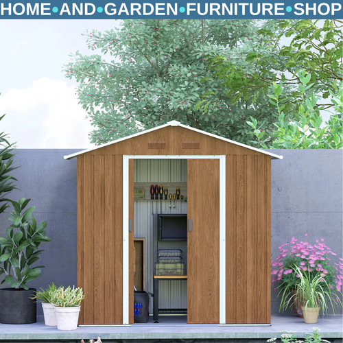 Brown metal garden storage - metal,