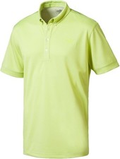 Puma Golf Mens Tailored Oxford Heather Polo, Button Down Collar, Lime Green, NEW