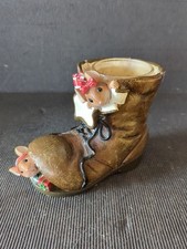 YANKEE CANDLE HOLDER NIGHT BEFORE CHRISTMAS BOOT & MICE DESIGN