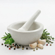 White porcelain mortar - porcelain, &