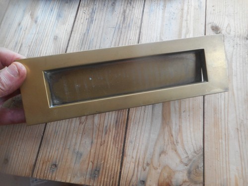 Old solid brass letter - , box