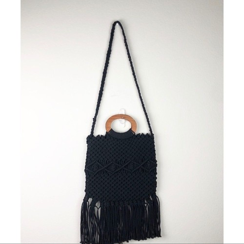Macramé fringe bag wood - fringe,