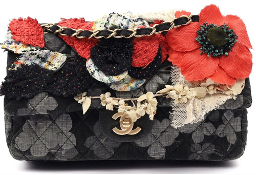 Chanel flap silk handbag with - silk,