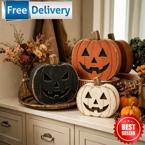 Wooden pumpkin tiered tray - wooden,