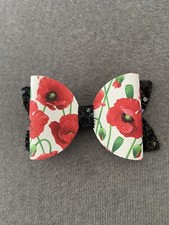 Bow Poppy Flower 2 layer sparkly girls dressy hair clip Special Occasion New