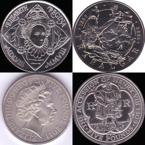 Five pound coins 1993 2015 - coins,