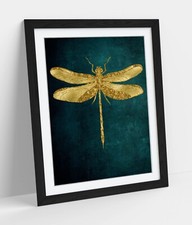 GOLD DRAGONFLY DARK TEAL
