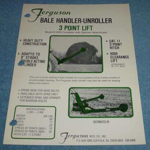 Vtg ferguson mfg - mfg, bale