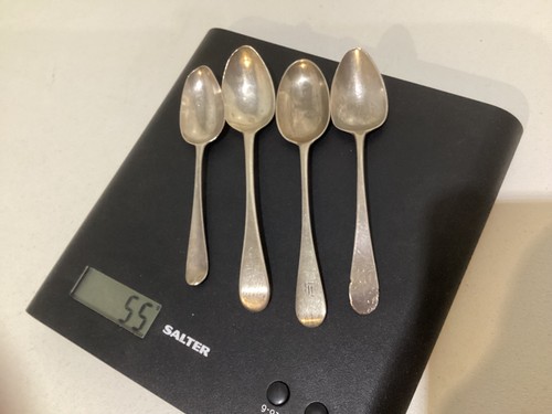 Antique silver spoons - 4, worn