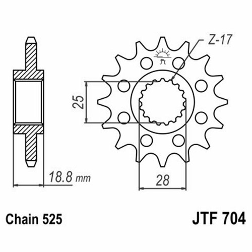 Sprocket 704 z16 - 704, aprilia