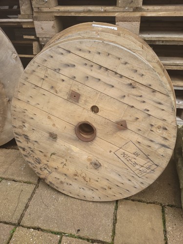 Large wooden cable reel drum - wooden,