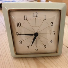 Vintage 1950's Westclox Metal Light Green Alarm Clock - Made in Scotland