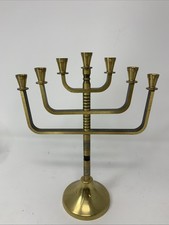 Brass 7 Arm Menorah Candle Holder Religious Jewish Jerusalem Israel[A3-4-6]