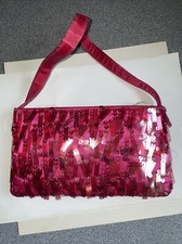 Debenhams red satin party Clutch Bag strap 5 x 8.5"  snap clasp